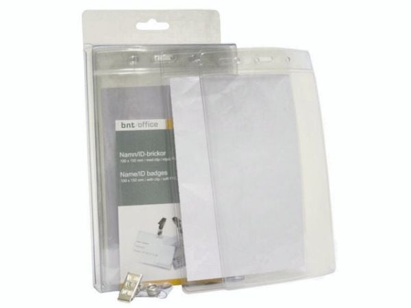 Navneskilt Clip/Strop ID-Kort 100x150mm Blød 10 Pack Smal Åbn.