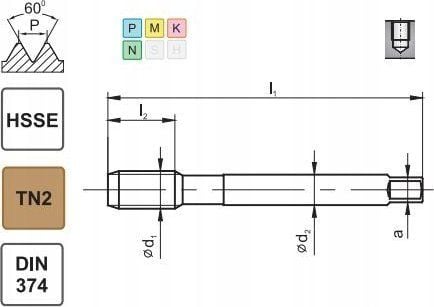 Fanar TAPPING M14x1 DIN-374C R40 (6H) HSSE TIN 800X