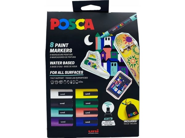 POSCA Pussisarja koko PC5M 8 erilaista väriä + pieni POSCA-pussi