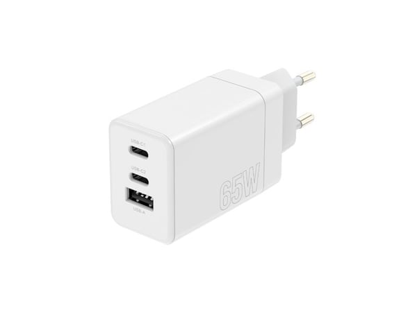 Maxlife MXTC-08-65ACC PD QC -laturi 2x USB-C 1x USB 65W valkoinen