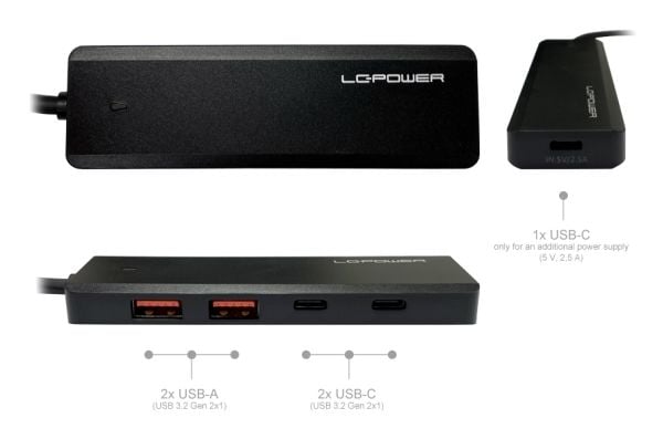 LC Power - Dockningsstation - för bordsdator, bärbar dator - USB-C