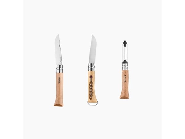 Opinel Cooking Kit, Kniv sett, Rustfritt stål, Tre, 2 verktøy, Flaskeåpner, Korkskrue, Skreller, Rustfritt stål