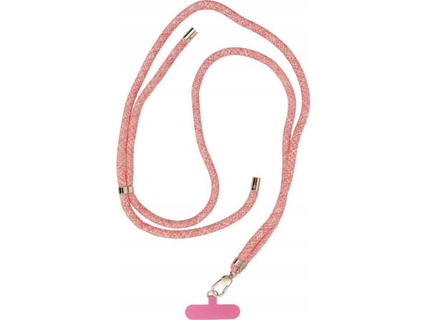 OEM telefonløkke SWING (8mm) for telefon med justerbar lengde, snorlengde 165 cm (maks 82,5 cm i løkken), rosa/hvit