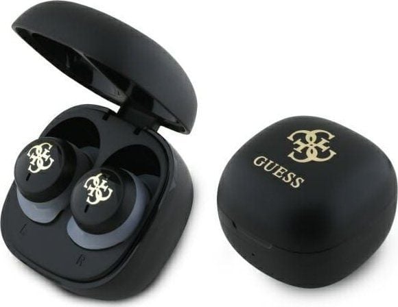 Guess Bluetooth-hörlurar GUTWSJ144ESK TWS + laddningsstation svart/svart irisande 4G tryckt logga