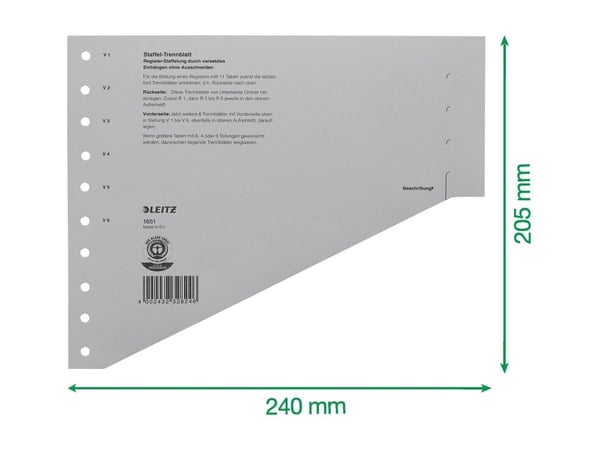 Leitz - Inndeler - for A4 (210 x 297 mm) - grå