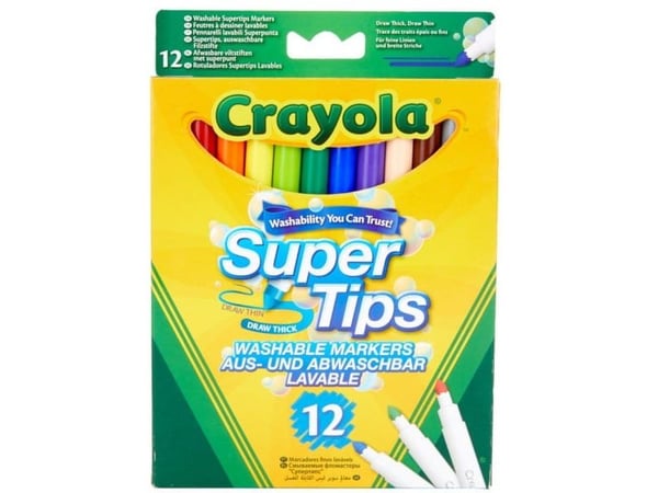 Crayola Super Tips - Markør - assorterede farver (pakkaus 12 kpl)
