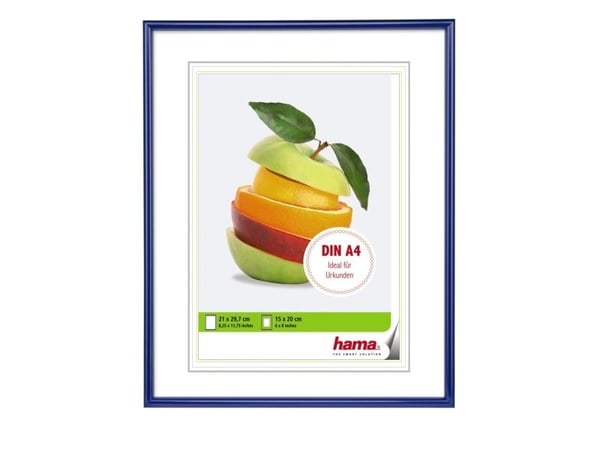 Hama Sevilla, Enkel bilderamme, Plast, Isopor, Blå, 15 x 20 cm, 210 mm, 297 mm