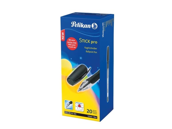 Pelikan 912303, Klips, Tynn spiss, Gjenfyllbar, Sort, 20 stykker