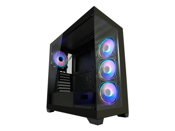 LC Power 715B - Midi-tårn gaming - ATX - sidepanel med vindu (herdet glass) - svart - USB/lyd