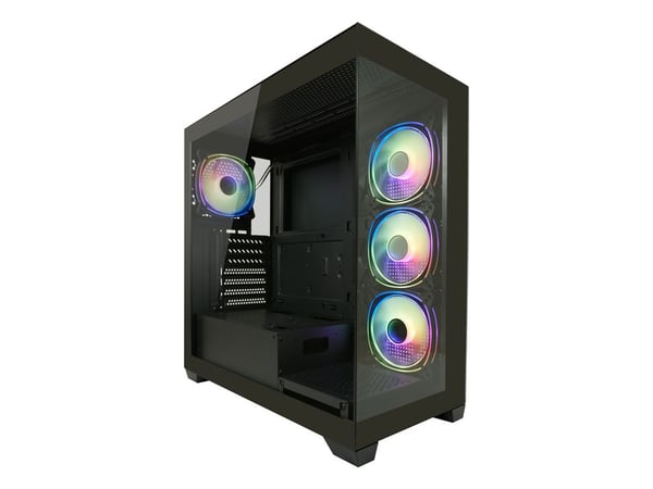 LC Power 715B - Midi-tårn gaming - ATX - sidepanel med vindu (herdet glass) - svart - USB/lyd