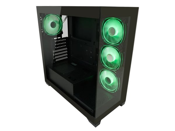 LC Power 715B - Midi-tårn gaming - ATX - sidepanel med vindu (herdet glass) - svart - USB/lyd