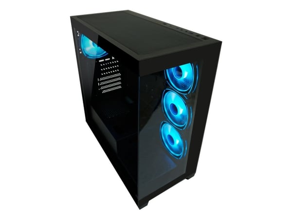 LC Power 715B - Midi-tårn gaming - ATX - sidepanel med vindu (herdet glass) - svart - USB/lyd