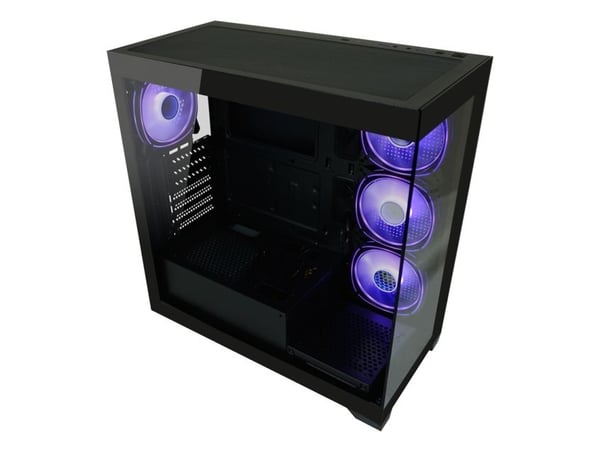 LC Power 715B - Midi-tårn gaming - ATX - sidepanel med vindu (herdet glass) - svart - USB/lyd