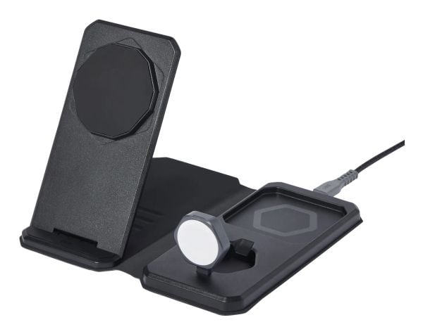 UAG SRGE 3-in-1 - Trådløst ladestativ - with case + AC-strømadapter - 15 watt - svart, grå