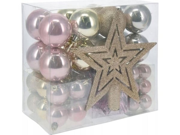 Julepynt Christmas Gifts 54 elementer til dekorasjon julekule topp champagne rosa