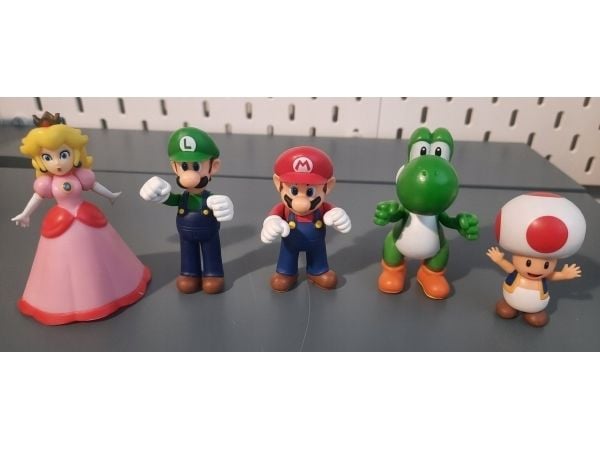 Super Mario SUPER MARIO Nintendo 5 figurer, figur, 6 cm