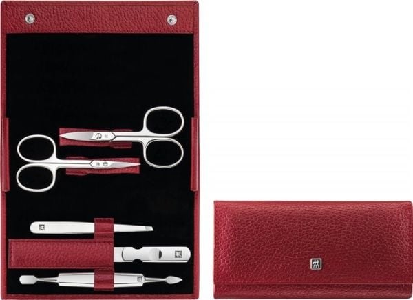 Zwilling Beauty for manikyr Zwilling Classic Inox rød, lærfutteral, 5 artikler