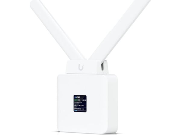 Ubiquiti UMR, Mobilnettverksruter, Hvit, Polykarbonat (PC), DIN-skinne/veggmontering, LCM, 3,3 cm (1.3")
