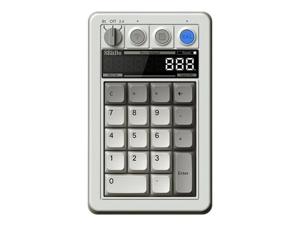 8Bitdo Retro - M Edition - tangentsats - trådlös - USB, Bluetooth 5.0, 2.4 GHz - tangentbrytare: Kailh Box V2 White