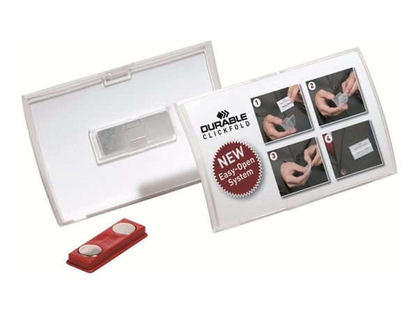 Durable Click Fold, Nimikyltti, Polypropeeni (PP), Läpinäkyvä, 75 mm, 40 mm, 10 kpl