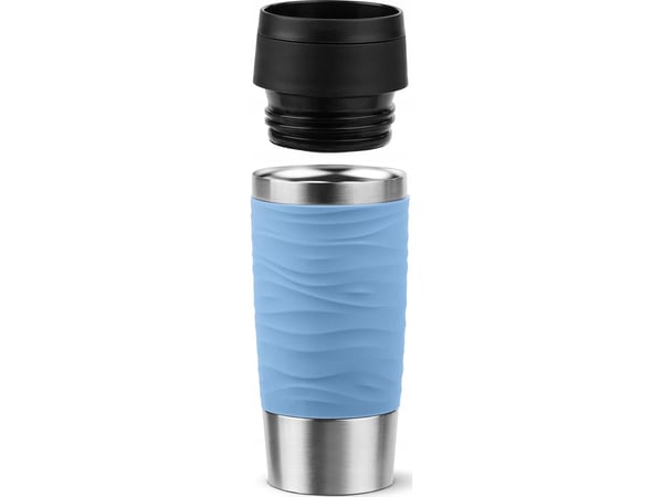 emsa Eristetty muki TRAVEL MUG Wave, 0,36 L., pastellinsininen korkealaatuinen, tyhjiöeristetty ruostumaton teräsrunko, huuhteltavissa - 1 kpl (N20...