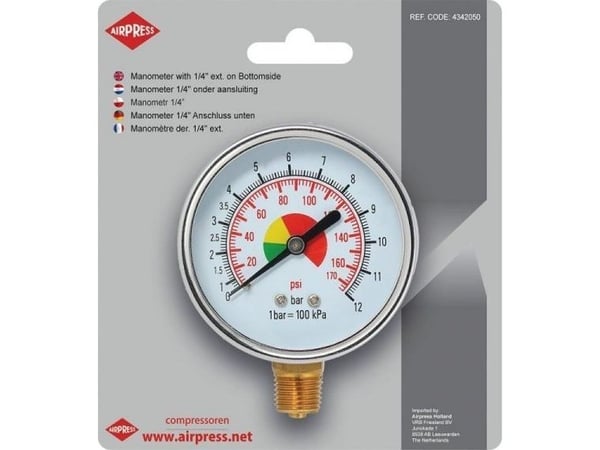 Airpress MANOMETR 1/4 " Z DOLNYM GWINTEM AIRPRESS