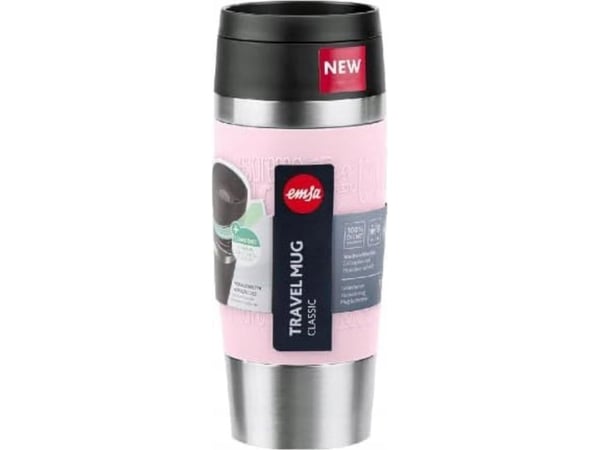EMSA Travel Mug Classic , Rosa, Rustfritt stål, Silikon, Rustfritt stål, Polypropylen (PP), 36 ml, 8,3 cm, 200 mm