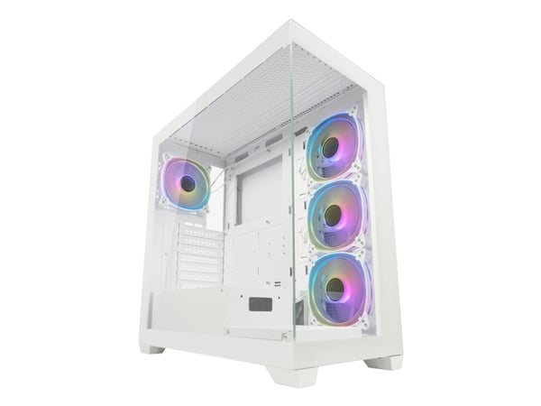LC Power 715W - Midi-tårn gaming - ATX - sidepanel med vindu (herdet glass) - hvit - USB/lyd