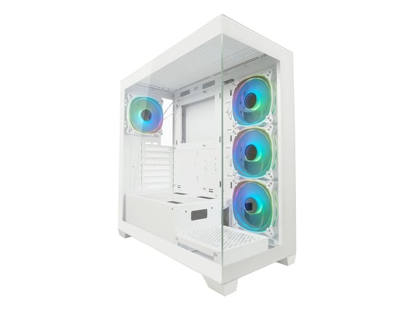 LC Power 715W - Midi-tårn gaming - ATX - sidepanel med vindu (herdet glass) - hvit - USB/lyd