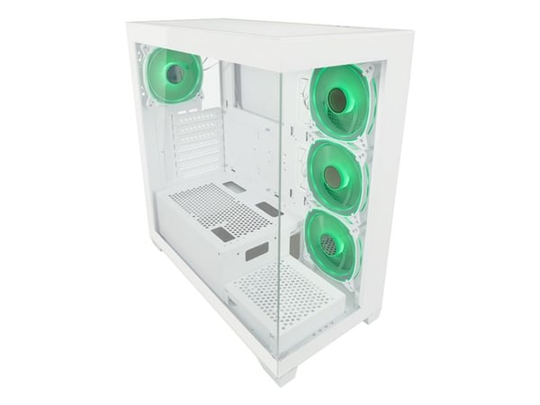 LC Power 715W - Midi-tårn gaming - ATX - sidepanel med vindu (herdet glass) - hvit - USB/lyd