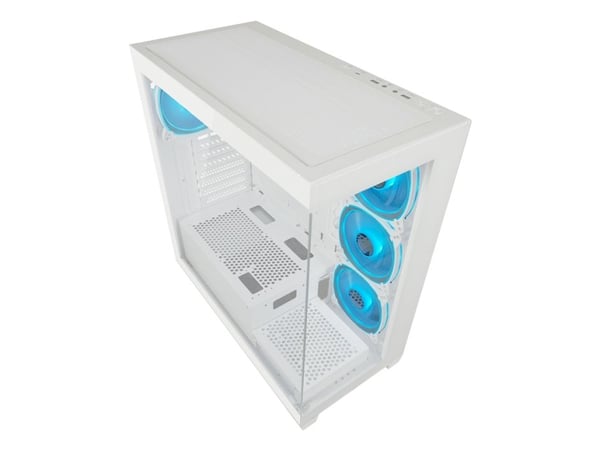LC Power 715W - Midi-tårn gaming - ATX - sidepanel med vindu (herdet glass) - hvit - USB/lyd