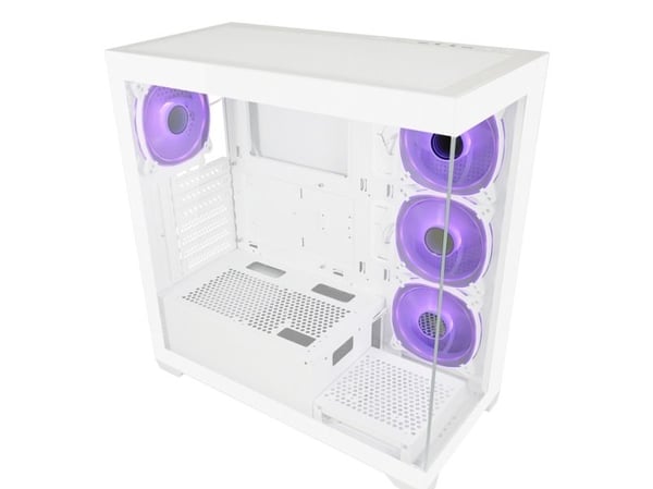 LC Power 715W - Midi-tårn gaming - ATX - sidepanel med vindu (herdet glass) - hvit - USB/lyd