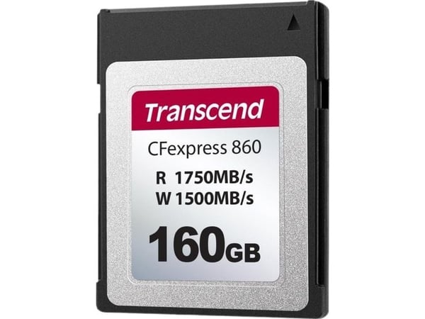 Transcend CFexpress 860, 160 GB, CFexpress, 1750 MB/s, 1500 MB/s, musta