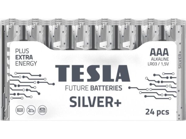 Tesla AAA-batterier sølv+ alkalisk LR03 1150 mAh (24 stk) (13032410)