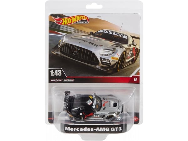 Hot Wheels PREMIUM 1:43RD Mercedes-AMG GT3 Vehicle, Bil, 14 år, Plast, Metall, Sort, Rød, Sølv