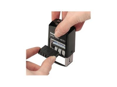 Trodat Printy 4850/L1 - Stämpel - självinfärgning - 2-färgers (blått, rött) - datum, lagertext - 3.8 mm - EINGEGANGEN - 25 x 14 mm - svart handtag