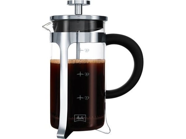 Melitta French Press Premium, Fransk press, Glas, Svart, Rostfritt stål, Transparent, 3 koppar, Rostfritt stål