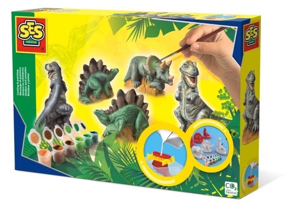 SES Creative Children''s Dinosaurs Casting and Painting Set, Støpe/malesett for barn, 5 år, Flerfarget