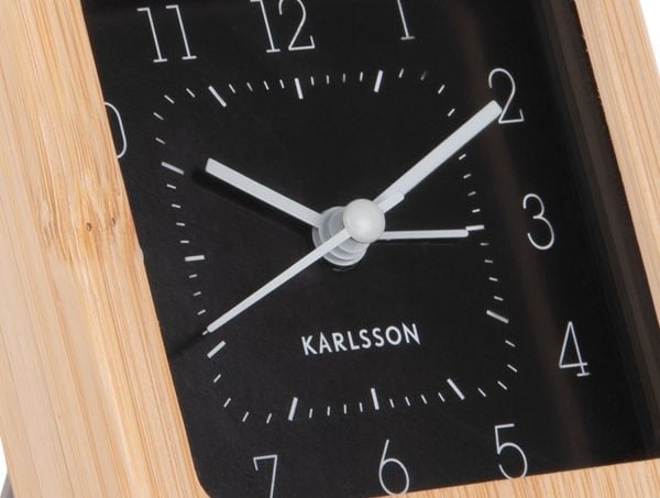 Karlsson KA5924BK, bord, digital klokke, firkantet, svart, tre, jern, batteri