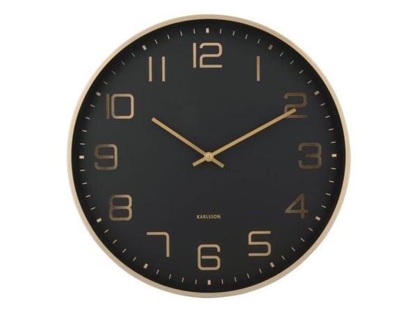 Karlsson Elegance Glow, Vägg, Digital klocka, Rund, Svart, Guld, Gjuten aluminium, Batteri