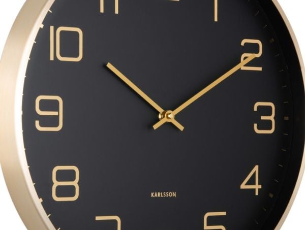 Karlsson Elegance Glow, Vägg, Digital klocka, Rund, Svart, Guld, Gjuten aluminium, Batteri