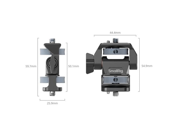 SmallRig 4886, Skjermmontering, Sort, Aluminium, Silikon, Rustfritt stål, 1/4-20", 360°, 62,6 mm