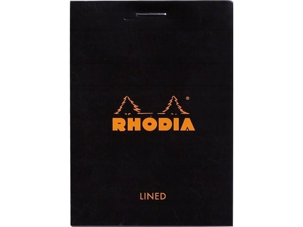 Notesblok Rhodia A7 linjeret m/80 ark, sort
