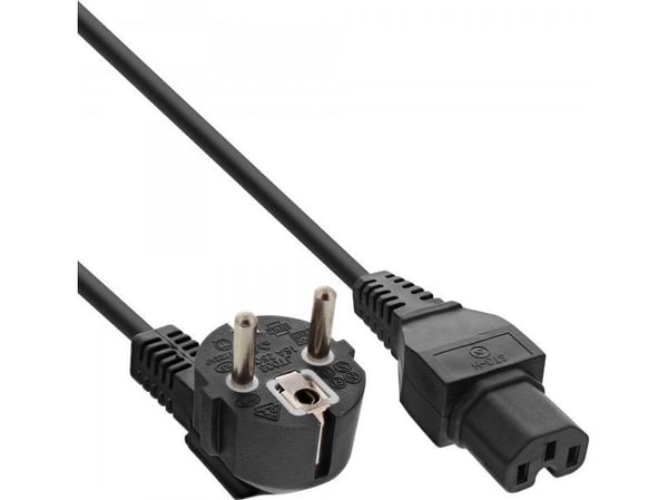 InLine 25 Bulk Pack Verkkokaapelin suojakoskettimen kulma lämmittää laitteen pistoketta C15 - Kaapeli - virta/virransyöttö - 1,8 m - IEC (B-16810)