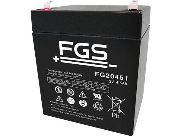 AGI 90498, Forseglet blysyre (VRLA), Svart, 4500 mAh, 12 V, 1 stykker, FIAMM FG20451