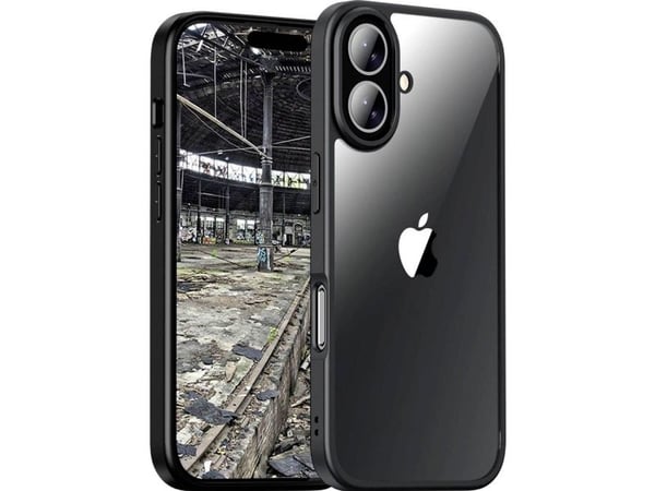 JT BERLIN Pankow Hybrid, Etui, Apple, iPhone 16, 15,5 cm (6.1"), Svart, Gjennomsiktig