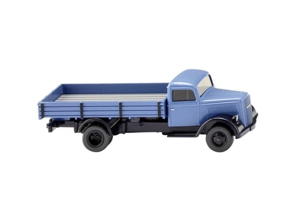 Wiking 084007 H0 lastebilmodell Opel Blitz flatvogn – fjernstyrt blå