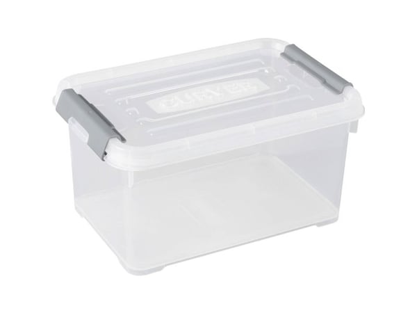 Curver 243803 oppbevaringsboks HANDY kan stables – (L x B x H) 294 x 194 x 150 mm, transparent/sølv – 1 stk