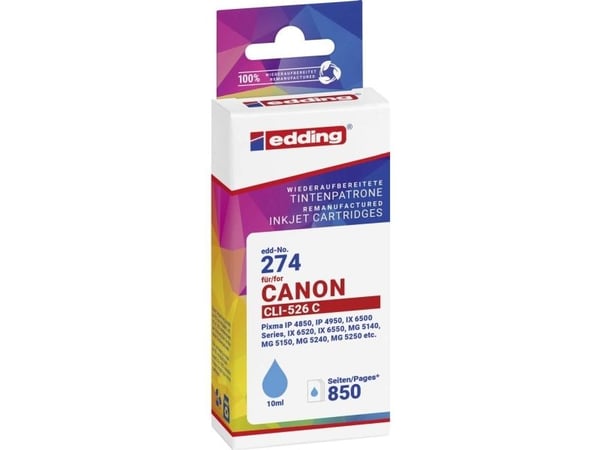 Edding EDD-274, Cyan, 10 ml, 1 stykker, 850 sider, Enkeltpakke