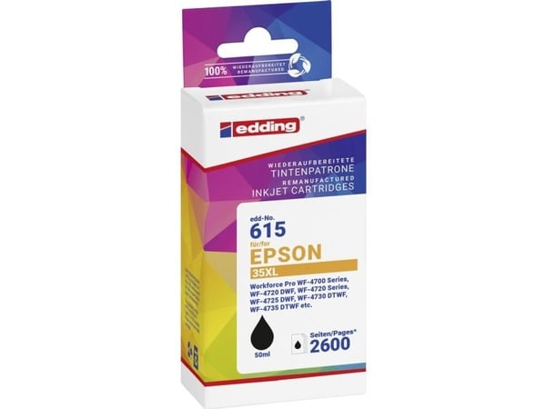 Edding EDD-615, Sort, 50 ml, 1 stykker, 2600 sider, Enkeltpakke